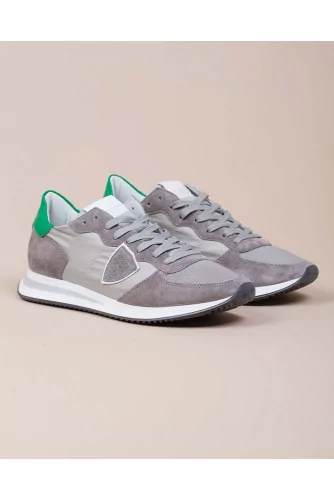 Tropez X - Leather and textile sneakers with escutcheon on the side