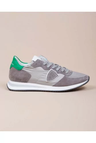 Tropez X - Leather and textile sneakers with escutcheon on the side