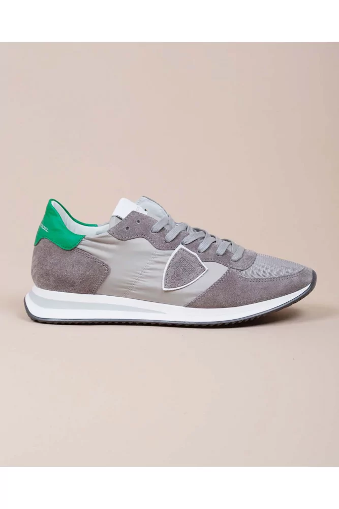 Philippe Model - Tropez X - Baskets en cuir et textile avec écusson 41 Gris