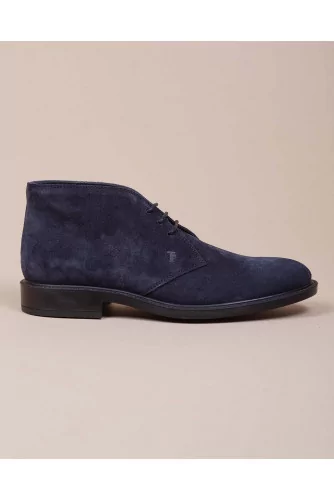 Polako of Tod s High suede derby 3 holes lacing navy blue for men