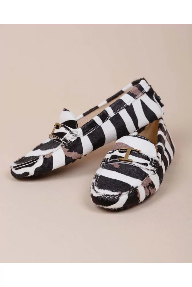 Gomini - Moccasins with zebra fur effect and decorative bit