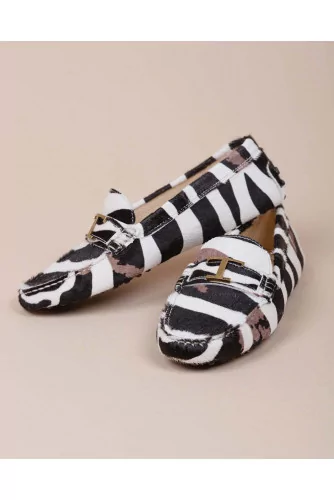 Gomini - Moccasins with zebra fur effect and decorative bit