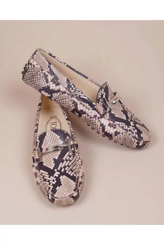 Achat Doppia T - Leather moccasins with metallic bit and python print - Jacques-loup