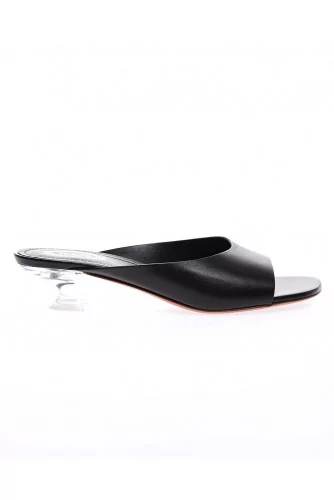 Nappa leather mules plexi heel 35