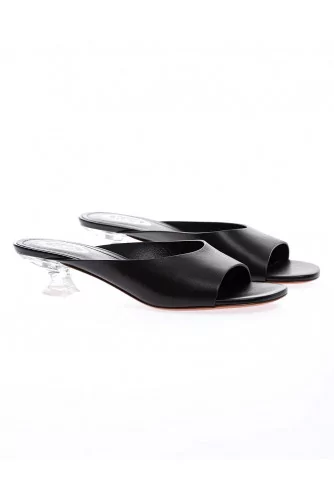 Nappa leather mules plexi heel 35