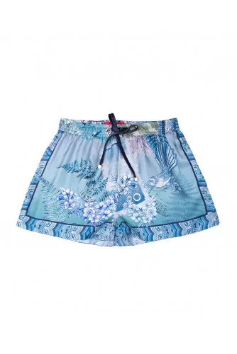 Silk shorts with vintage print