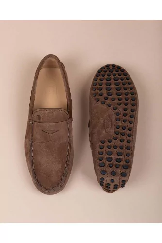 Gommini Infilatura - Split leather moccasins with tab and topstitching