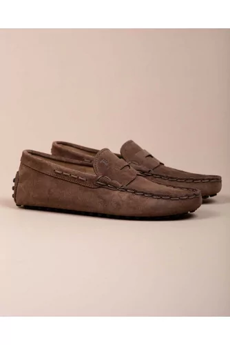 Gommini Infilatura - Split leather moccasins with tab and topstitching