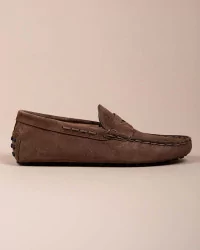 Gommini Infilatura - Split leather moccasins with tab and topstitching