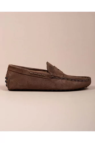 Achat Gommini Infilatura - Split leather moccasins with tab and topstitching - Jacques-loup