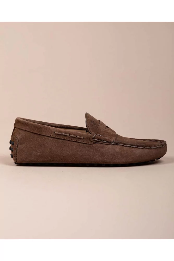 Gommini Infilatura - Split leather moccasins with tab and topstitching