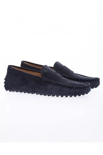 Gommini Infilatura - Split leather moccasins with tab and topstitching