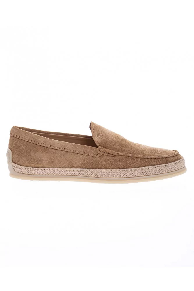 Pantofola of Tod's - Light beige split leather moccasins with smooth ...