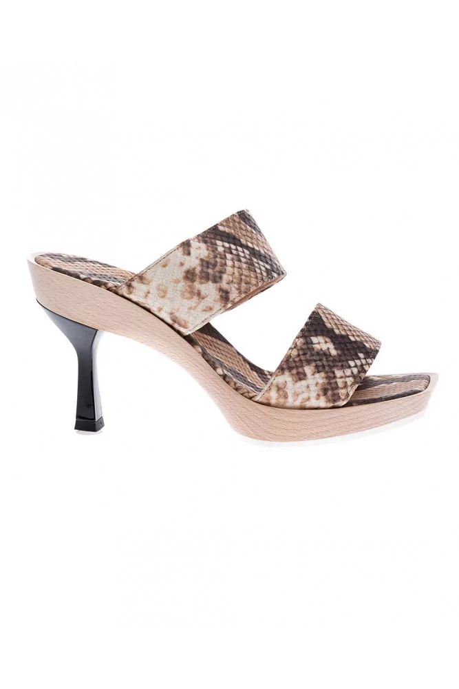 Leather open-toe mules with python print 65