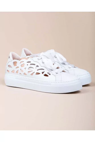 Nappa leather sneakers with English lace design