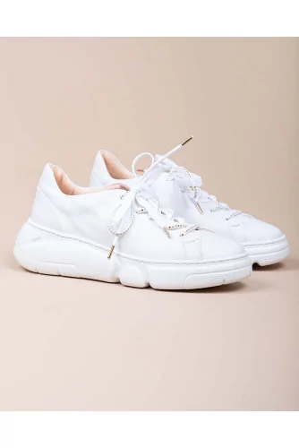 Leather sneakers with outer sole with cushioning effect