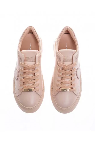 Temple - Leather sneakers with metal plate on shoelaces