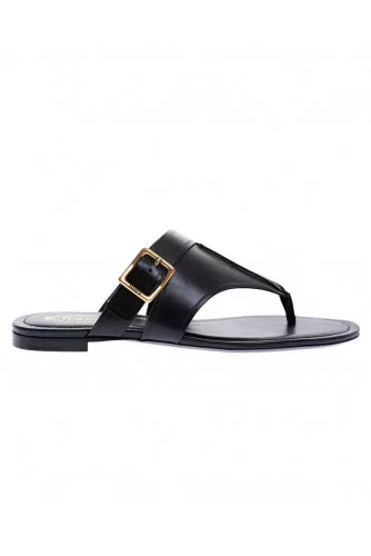 Calf leather toe thong sandals with buckle