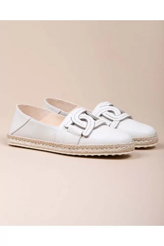 Espadrilles en cuir avec motif maillon et semelle en corde