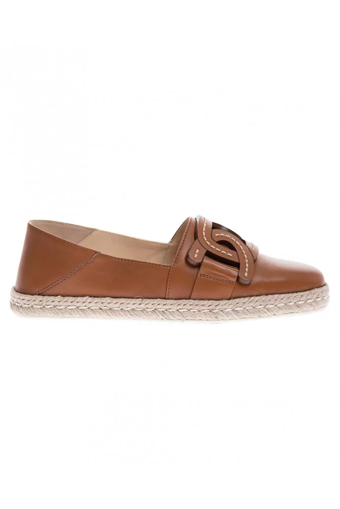 Espadrilles en cuir avec motif maillon et semelle en corde