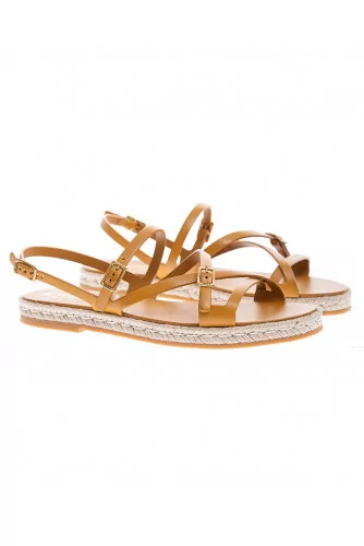 Calf leather flat sandals with soft straps
