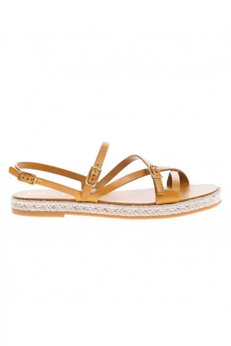 Calf leather flat sandals with soft straps