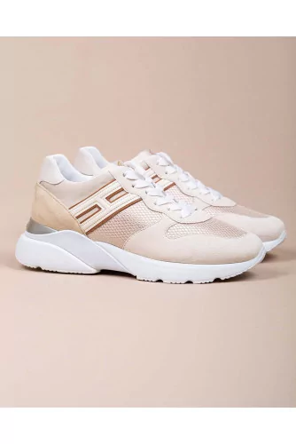 Active One - Textile and split leather sneakers with applied H 50