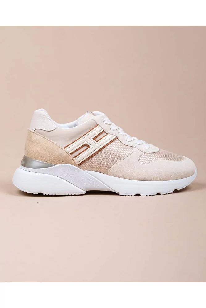 Hogan - Active One - Baskets en cuir et textile avec H appliqué 50 36 beige