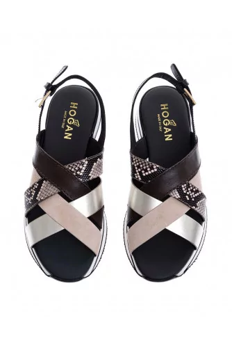 Leather sandals with crossing traps 30