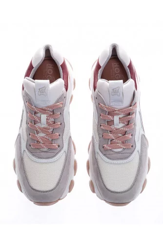 Hyperactive - Leather and split leather sneakers with sculpted outer sole