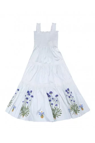 Cotton midi dress smocked straps