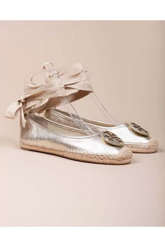 Nappa leather espadrilles shoes with ribbon