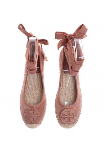 Split leather espadrilles platform heel 60