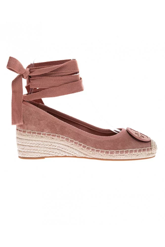 Split leather espadrilles platform heel 60