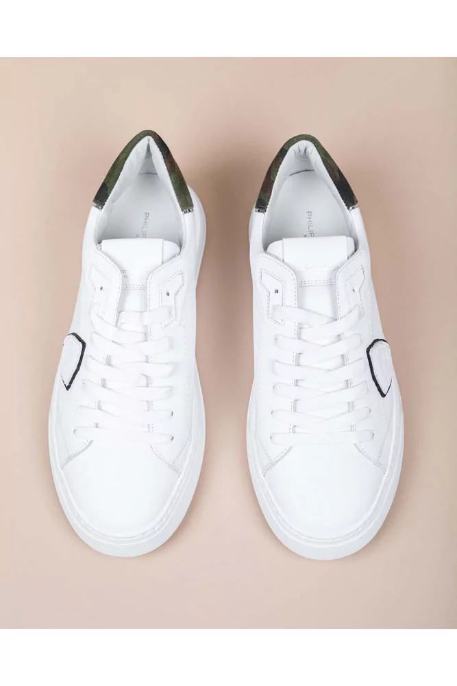 Temple of Philippe Model - White leather sneakers with buttress 