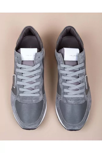 Tropez X - Leather and split leather sneakers with escutcheon