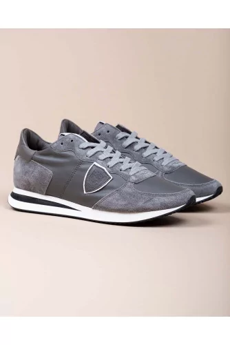 Tropez X - Leather and split leather sneakers with escutcheon