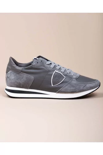 Tropez X - Leather and split leather sneakers with escutcheon