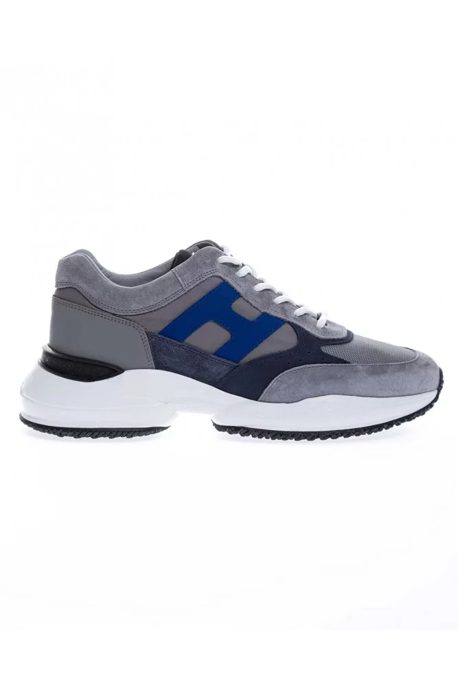 Hogan - Interaction - Baskets sportives en cuir naturel et nubuck 50 6 1/2 Gris