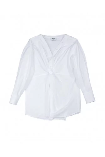 Cotton tunic shirt with variable buttoning