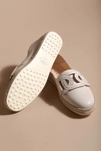 Espadrilles en cuir avec motif maillon et semelle en corde