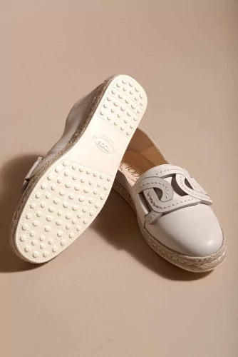 Nappa leather espadrilles with rope sole and link design