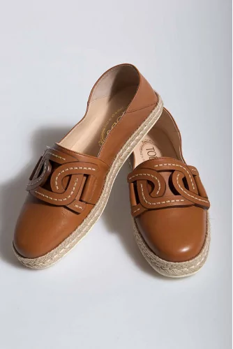 Espadrilles en cuir avec motif maillon et semelle en corde