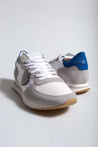 Tropez X - Leather and split leather sneakers with escutcheon