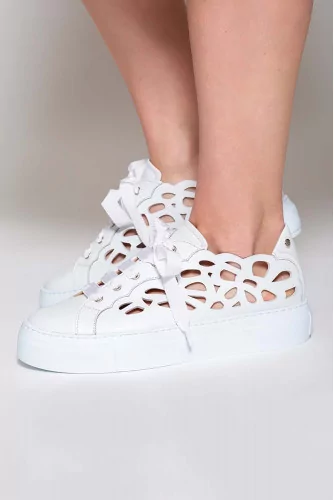 Nappa leather sneakers with English lace design