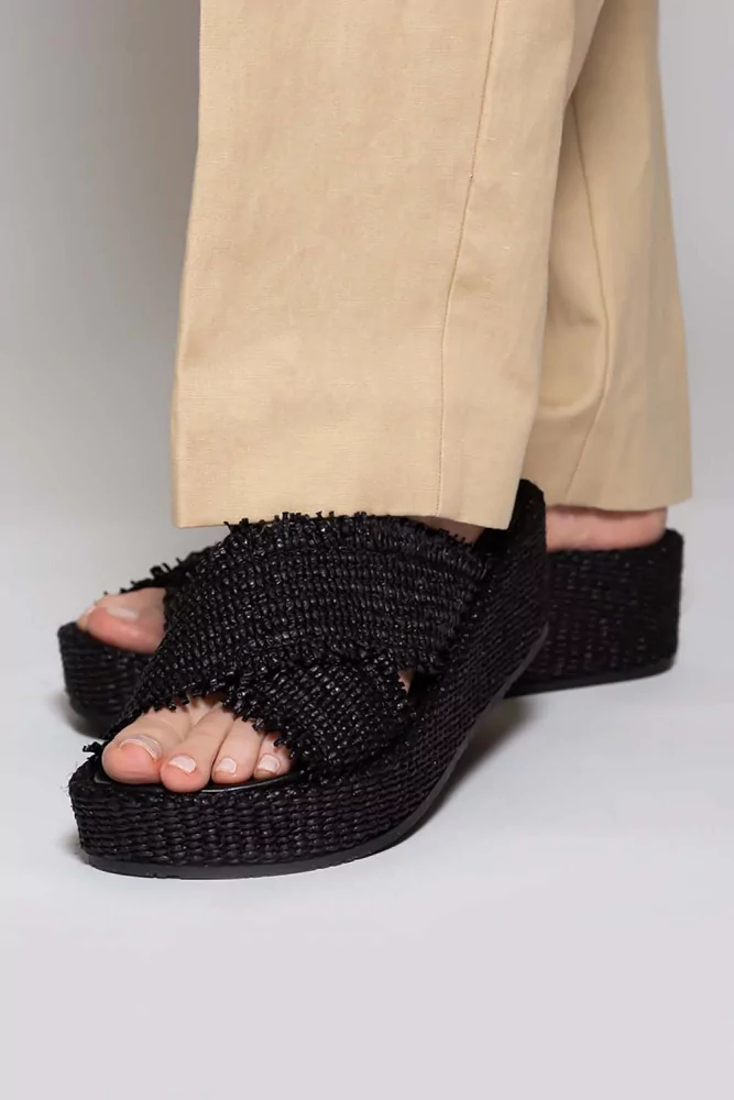 Raffia platform mules 50