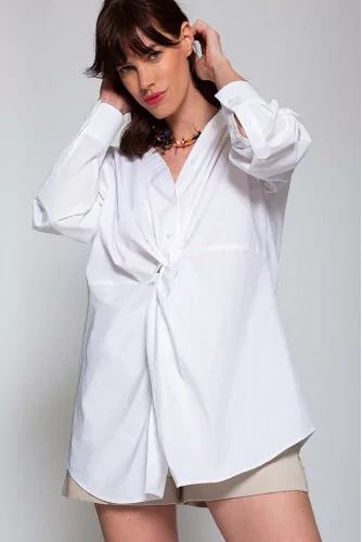 Cotton tunic shirt with variable buttoning