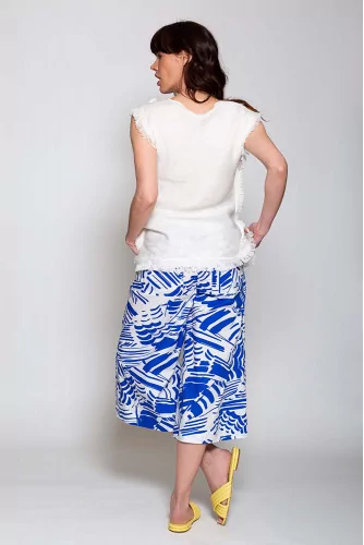 Cotton trousers with beach umbrella print