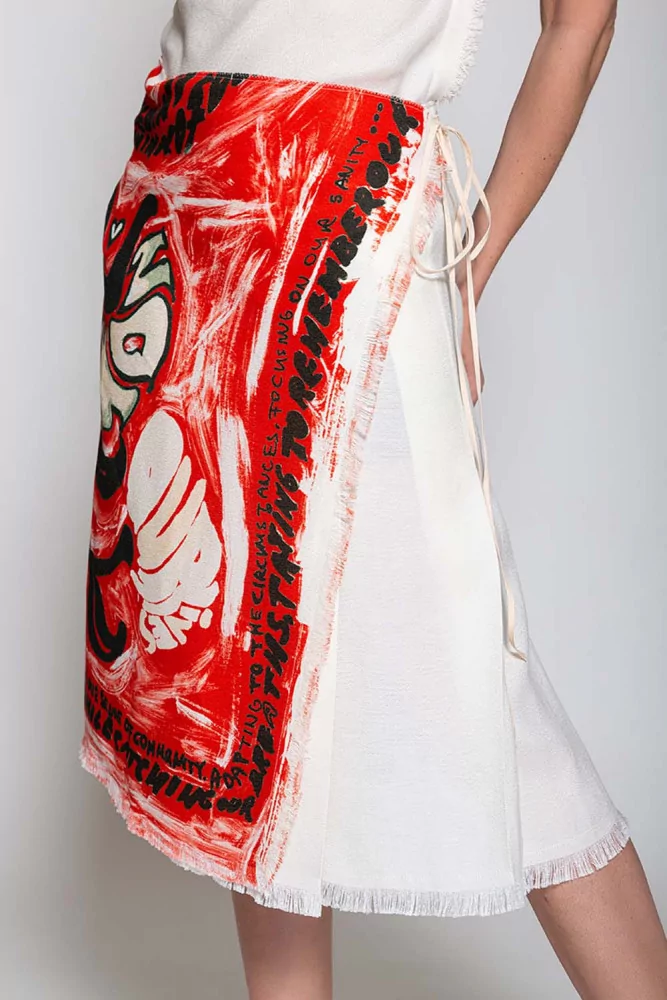 Viscose wrap skirt with print