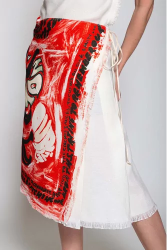 Viscose wrap skirt with print